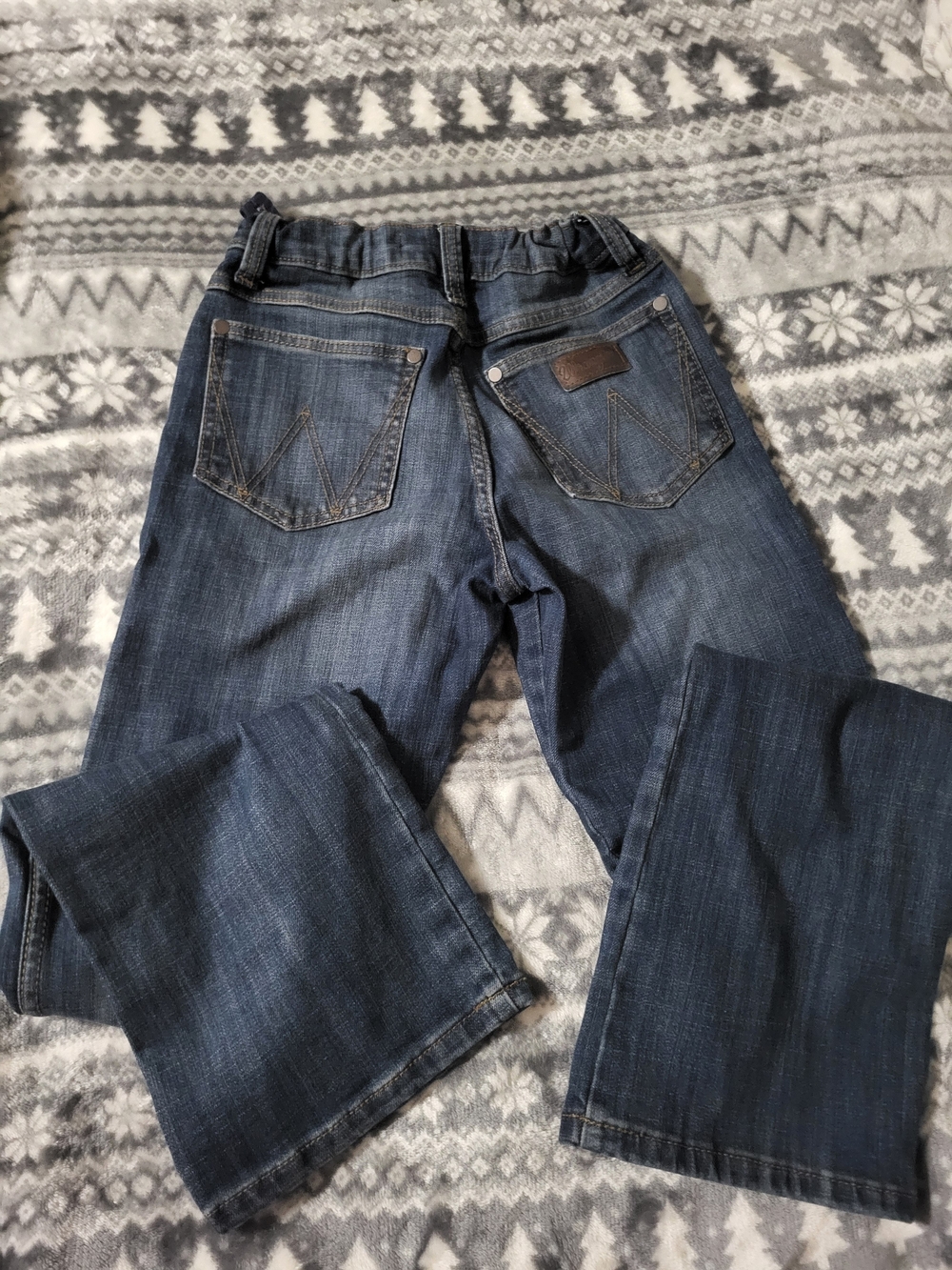 Wrangler Retro Kids Size 12 Slim With Adjustable Waist Dark Blue Bootcut Jeans
